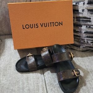 Louis Vuitton Black and Brown Sandals